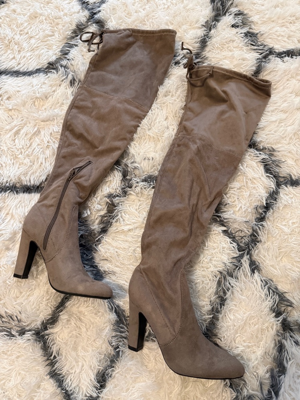 Unisa Taupe Over-the-Knee Suede Heeled Boots